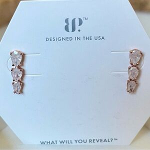 Bomb Party Rose Gold Teardrop Crystal Ear Climbers
